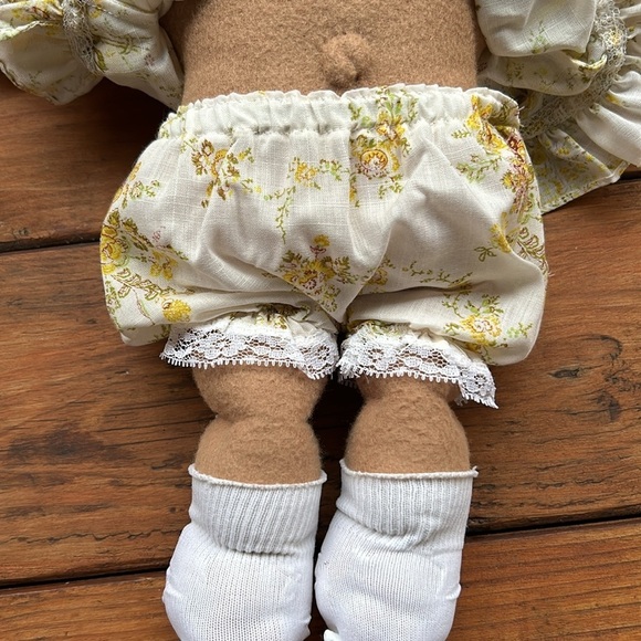 Handmade Teddy Bear with Yellow Floral Dress and Apron - Picture 7 of 12